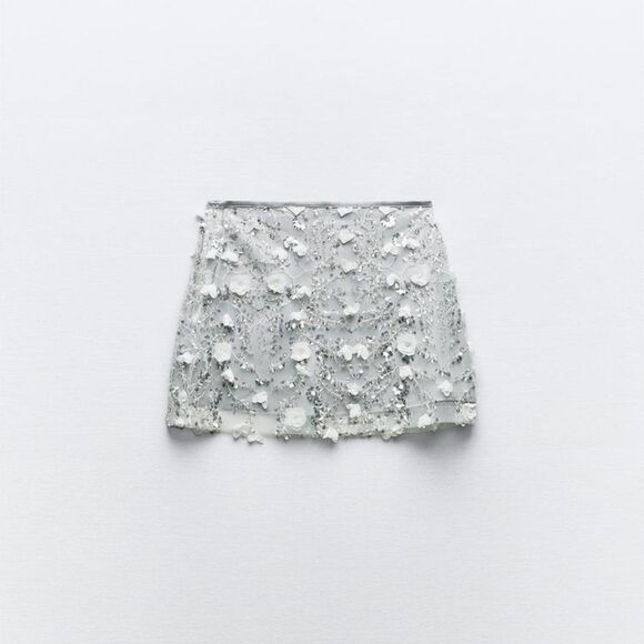 ZARA SEQUIN MINI SKIRT - Picture 7 of 10